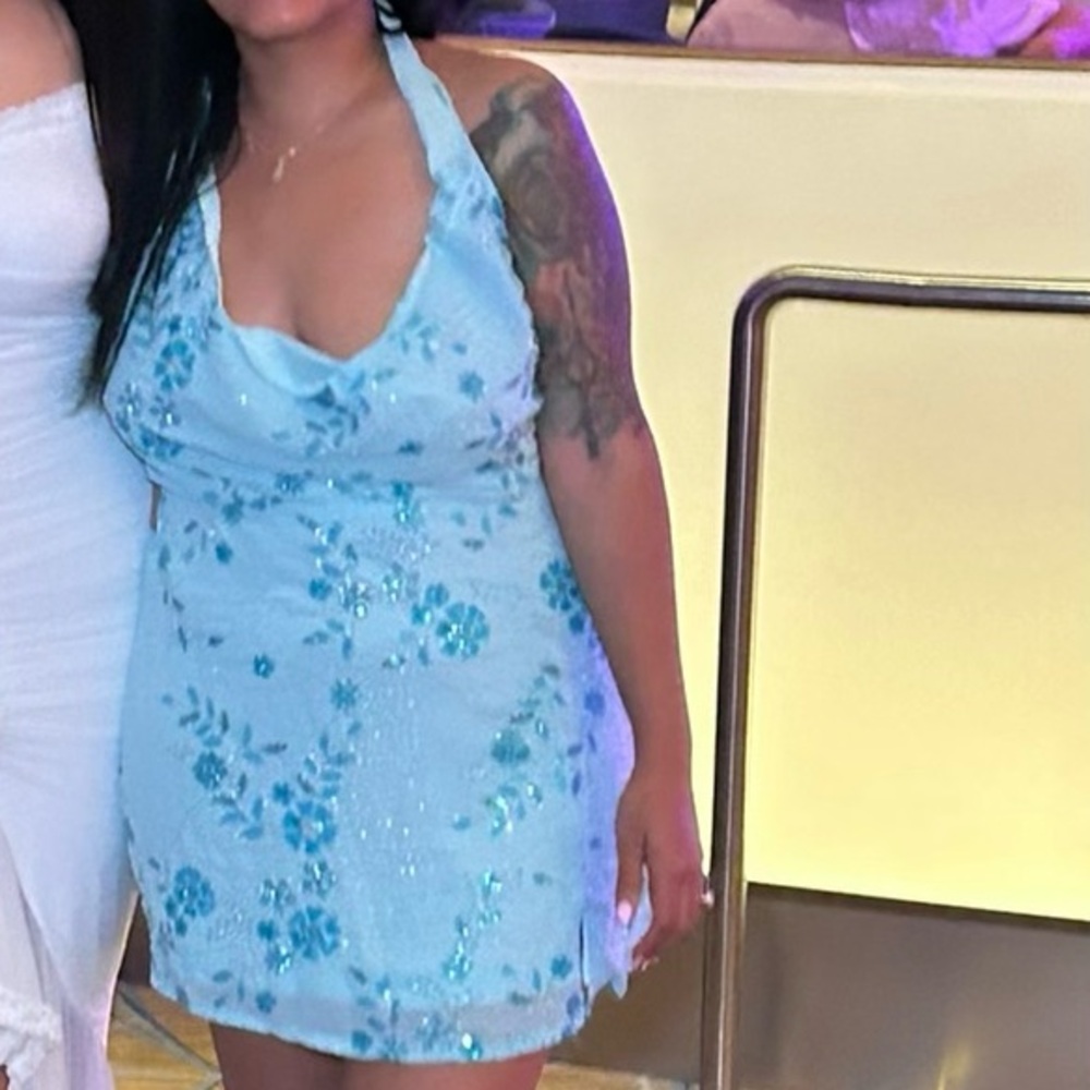 Blue sequin dress